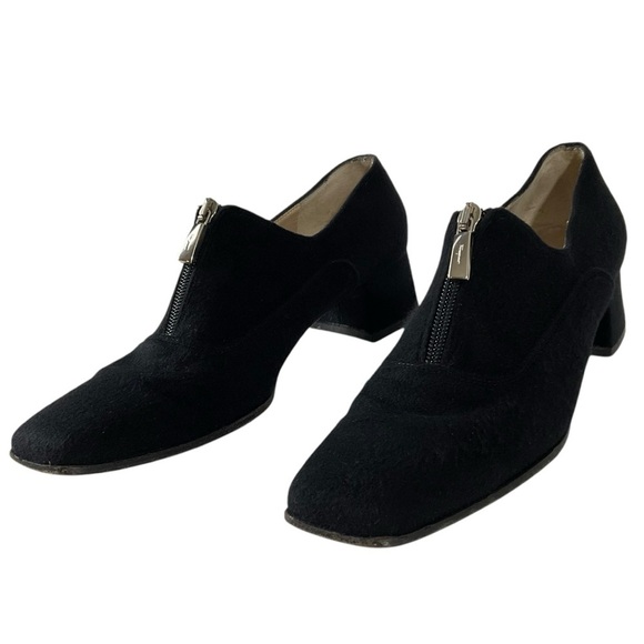 Salvatore Ferragamo Black Pony Hair Square Toe Block Heels Size 9 Made in Italy - Picture 5 of 14